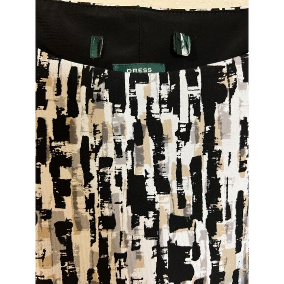 Ralph Lauren 2 Dress Brown Black Ivory Stretch Sheath 3/4 Long Sleeve Washable - Picture 3 of 6